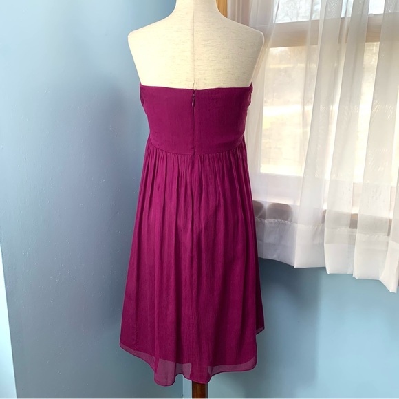 J. Crew Taryn Spiced Wine Silk Chiffon Strapless Dress - Picture 5 of 11